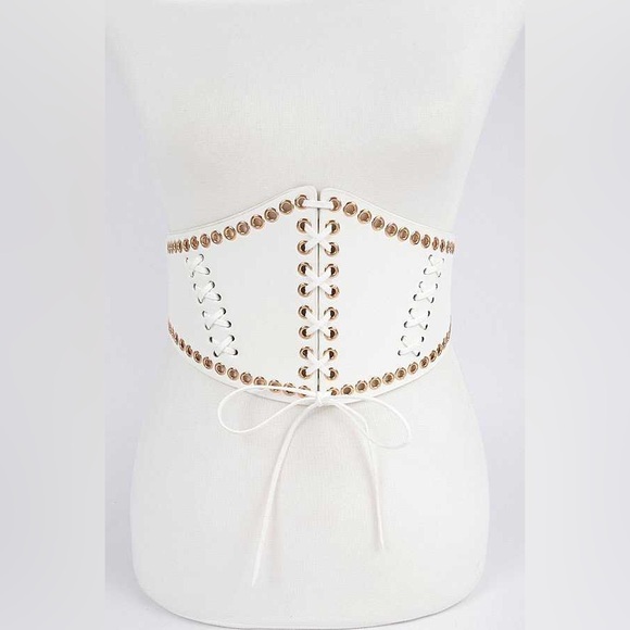 Black Vintage Wide Waist Leather Harness Corset Statement Belt - Picture 4 of 7